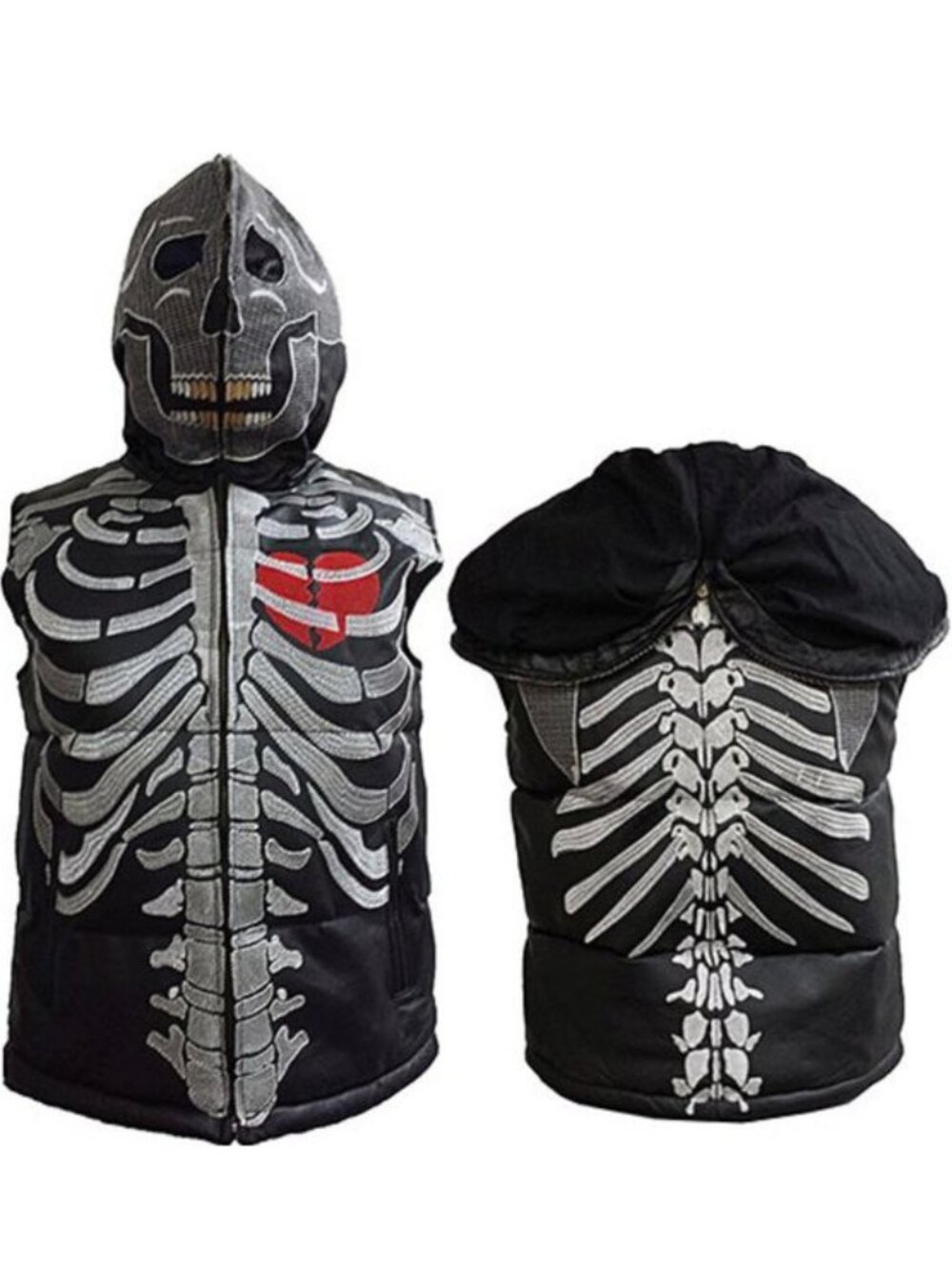 🔥KILLER DESING🔥Skeleton Bones Jenuine Leather Puffer Vest